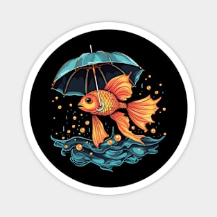 Goldfish Rainy Day With Umbrella Magnet